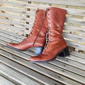 Strappy leather boots